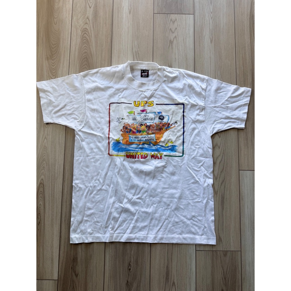 1995 Vintage Best UPS United Way T Shirt Mens XL White Graphic Single Stitch